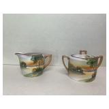 Nippon cream and sugar hand-painted