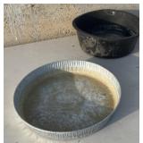 Galvanized and plastic feed pan