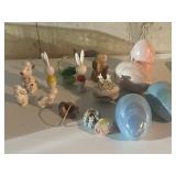 Easter decorations, rabbits, eggs, figures
