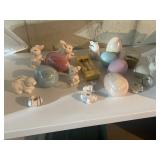 Porcelain Easter, rabbits, eggs, candles, n