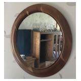 Round Wooden Framed Mirror