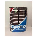 Oreo cookies, metal advertising trashcan
