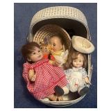 Dolls and bassinet