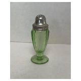Green glass salt shaker