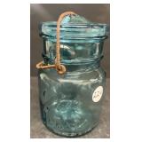 Ideal #9 Blue Ball Jar w.wire and lid