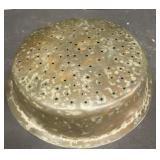 Primitive hand, hammered copper back strainer