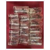 14 piece mid-century, modern tumblers, sportsman