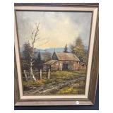 Framed o.o.c. Fall Barn Scene, signed