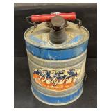 Galvanized Delphos Oil Can w/rough paper label