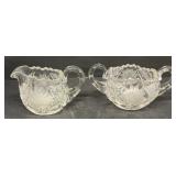 Clear decorative glass, cream, and sugar