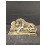 Cast aluminum lion sculpture
