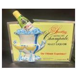 Sparkling champagne, malt liquor, advertising