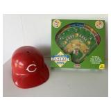 Cincinnati Reds helmet and pinball baseball game
