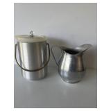 Mid-century, modern aluminum ice bucket and w