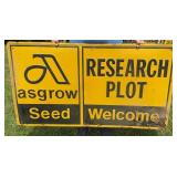 ASGROW "Research Plot" Sign
