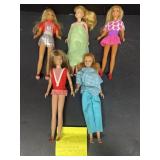 Vintage Barbie, Skipper, dolls, and scooter,