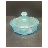 Blue coin dot candy dish
