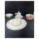 Sugar dish plates, and tea cups mismatch