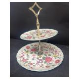 Two tier decorative dessert tray