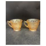 Carnival glass cream and sugar