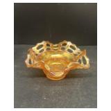 Carnival glass web bowl