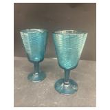 Antique blue swirl glasses
