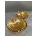 Amber apple candy dishes
