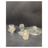 Glass juicer, boot candy dish, no lid and other