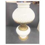 Milk, glass, hobnail lamp, no cord