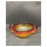 Orange glass sugar dish