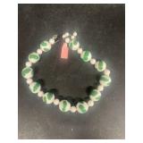 Antique white green necklace