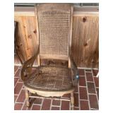 Wicker bottom back wooden rocker