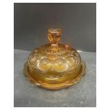 Amber glass cheese dish