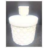 Milk glass grease jar