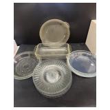 Clear, glass plates, Pyrex casserole, dish, etc.