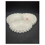 Milk, glass, hobnail, candy dish