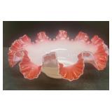 Ruffled white burgundy bowl