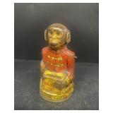 Tin toy monkey bank as is