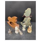 Wooden bear horse, Santa Claus figures
