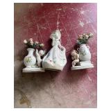 Porcelain bell figurine and miniature flower pot