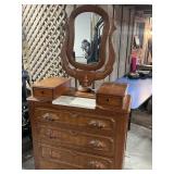 Antique dresser with mirror and marble top