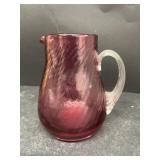 Cranberry glass water, pitcher