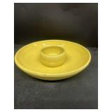 Bybee pottery chip dip, platter, yellow