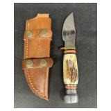 Steel warrior hunting knife bone handle
