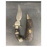 India horn handled knife with lion
