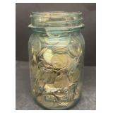 Mason jar of pennies