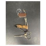 Pocket scissors, knife, and bottle open