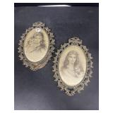Portraits on fabric oval frames
