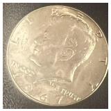 1967 silver Kennedy half dollar
