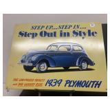 Step out in style 1939 metal sign